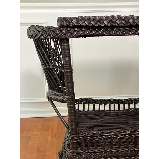 Bar Harbor Wicker Library or Side Table With Magazine Pockets in Brown, C. 1915 For Sale - Image 9 of 18