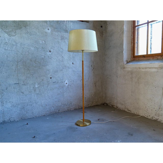 Mid-Century Leather Brass Floor Lamp from Atelje Lyktan, Sweden, 1960s For Sale - Image 14 of 18