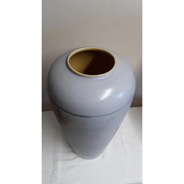 Mid-Century Modern Large Mid-Century Floor Vase with White Glaze and Colored Decor from Scheurich, 1959 For Sale - Image 3 of 5