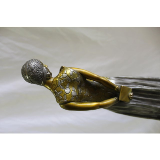 Art Deco 1990s Art Deco Sculpture Lady the Book Lady Bronze and Marble For Sale - Image 3 of 18