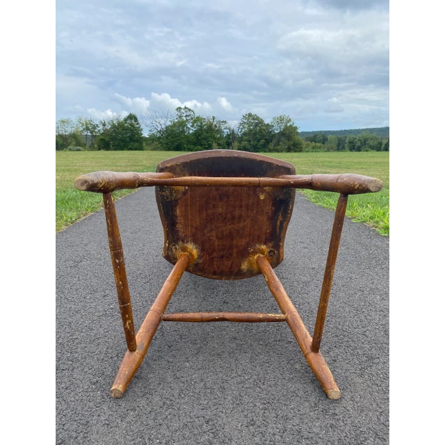 Brown 19th Century Antique Arrow Back Windsor Wood Accent Dining Side Chair For Sale - Image 8 of 13