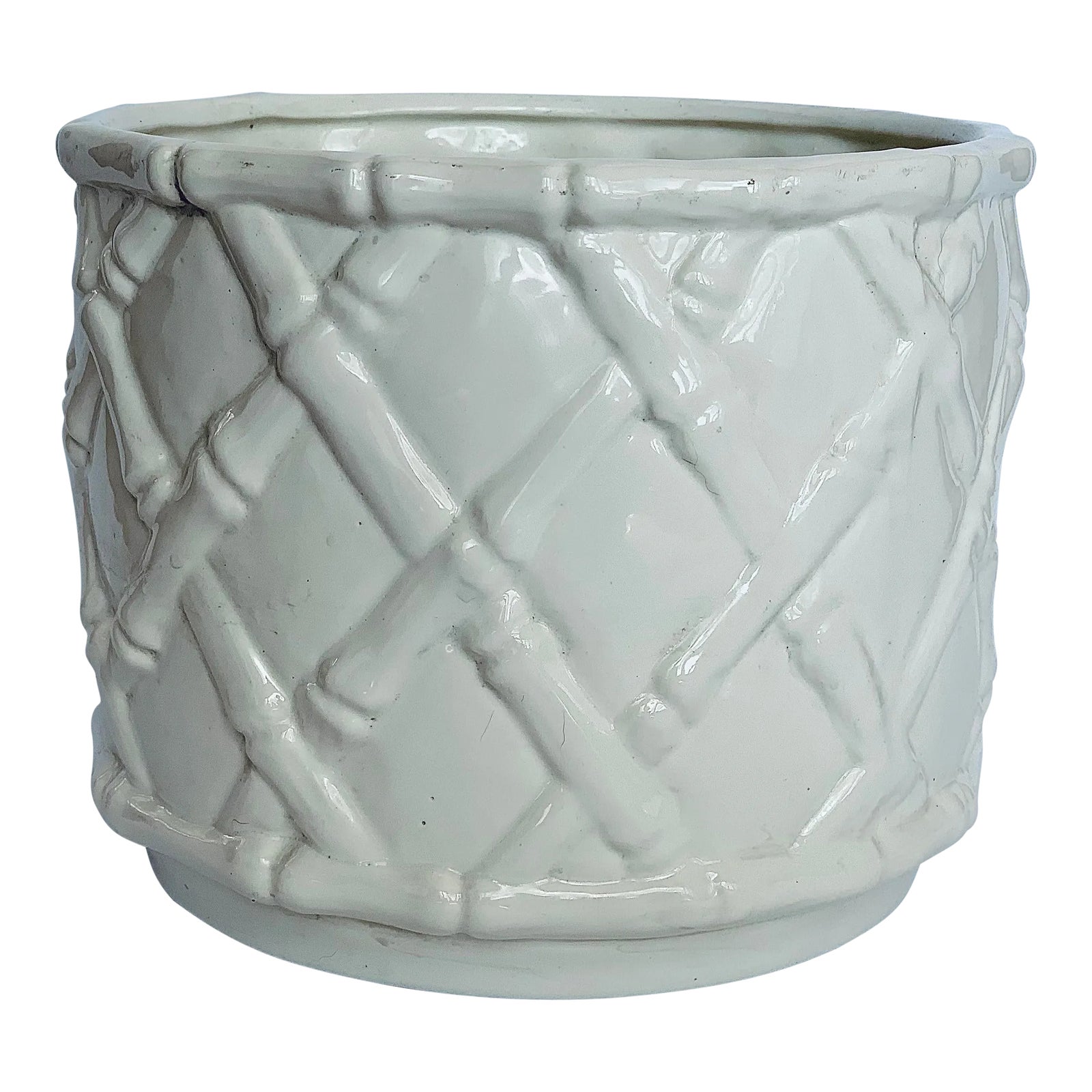 Vintage Hollywood Regency/Palm Beach White Ceramic Faux Bamboo Cache ...