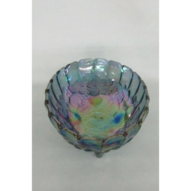 Indiana Carnival Glass Harvest Grape Blue Oval Center Fruit Bowl For Sale - Image 9 of 11