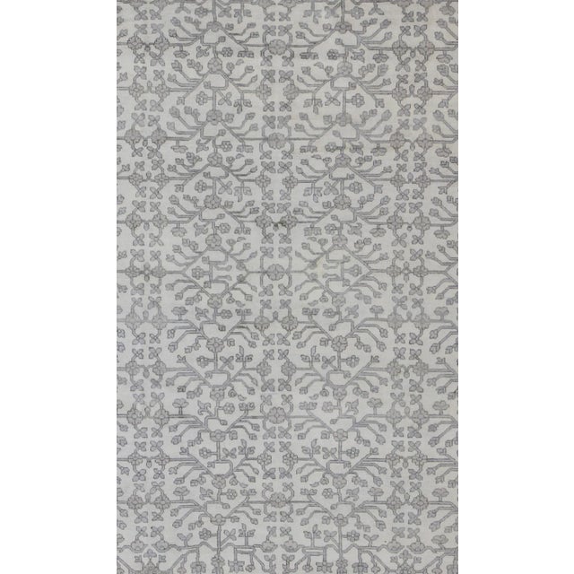Tribal Hand-Knotted Khotan Rug by Keivan Woven Arts in Wool With All-Over Design in Neutrals For Sale - Image 3 of 11