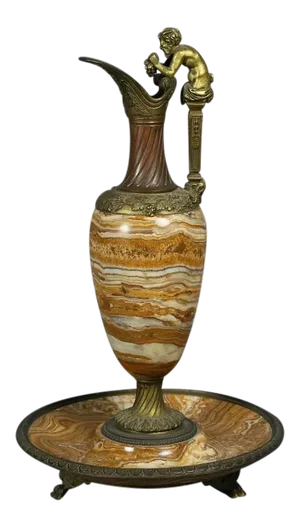 Italian Grand Tour Onyx and Bronze Ewer