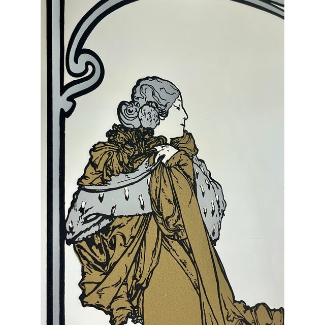 1970s Vintage Art Nouveau Style Mirror with Sarah Bernhardt Motif, 1970s For Sale - Image 5 of 14