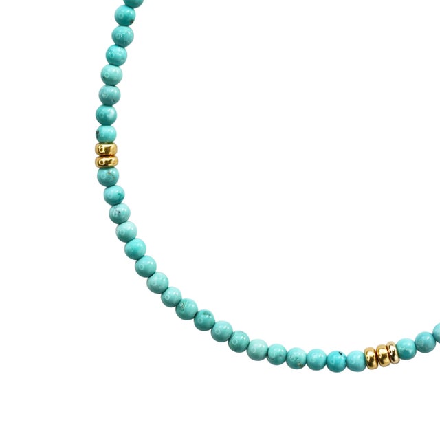 Birthstone December Turquoise Gold Bead Bracelet For Sale In New York - Image 6 of 8