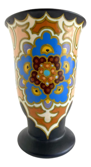 Gouda Holland Vintage 1920's Art Nouveau Hand Painted Floral Dutch Art Pottery Ceramic Vase