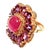 Bochic “Flamenco” Ruby & Fancy Multi Color Gems 18k Gold & Silver Cocktail Ring Size 10 For Sale