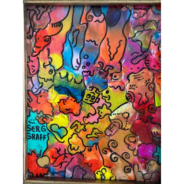 Abstract Original Abstract Painting Serg Graff "Wild Creatures" Surreal Fantasy Art, Coa For Sale - Image 3 of 10
