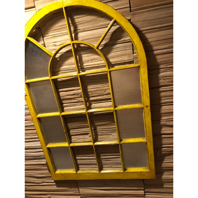 Vintage Corner Cabinet Door Wall Decor Custom Finished in Distressed Yellow Finish For Sale - Image 9 of 13