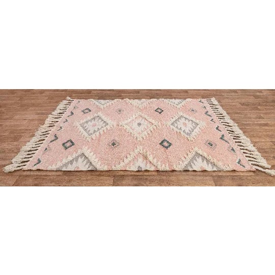 Soft Pink Moroccan Bohemian Hand Woven Wool Rug 8x10 Ft. For Sale - Image 9 of 12