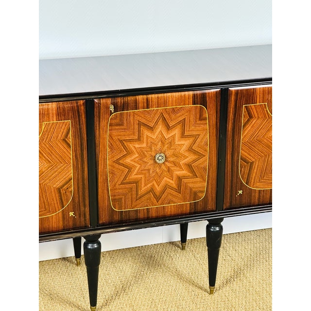 Low French Modernist Sideboard in Marquetry by André Arbus, 1950s For Sale - Image 12 of 16