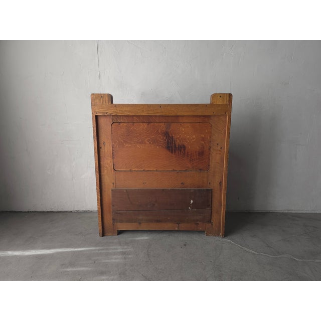 Antique Arts and Crafts Style Carved Oak Hall Bench With Storage For Sale - Image 10 of 10