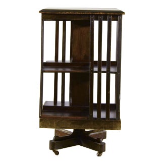 19th Century English Two-Tier Revolving Bookcase in Mahogany Wood For Sale