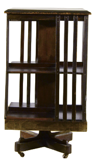 19th Century English Two-Tier Revolving Bookcase in Mahogany Wood