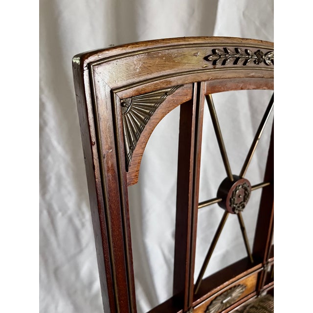 Antique Edwardian Neoclassical Mahogany Side Chairs With Brass Mounts - A Pair For Sale - Image 9 of 15