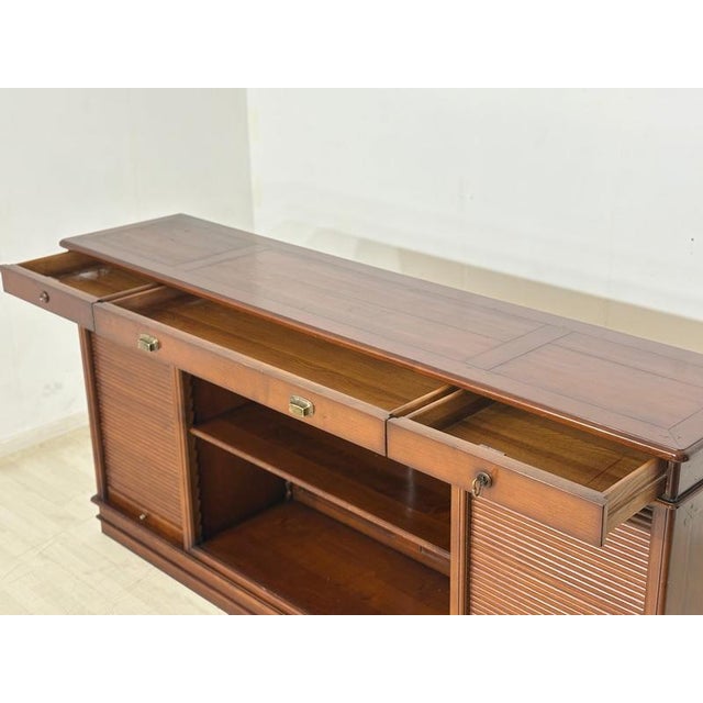 English Style Mahogany Office Sideboard with Roll-Up Doors, 1960s For Sale - Image 5 of 12