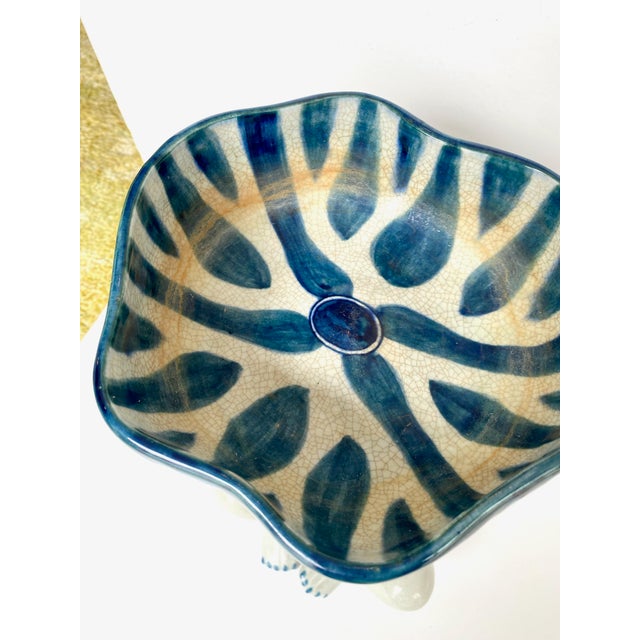 Blue Vintage Blue and White Chinoiserie Monkey Holding Bowl For Sale - Image 8 of 9