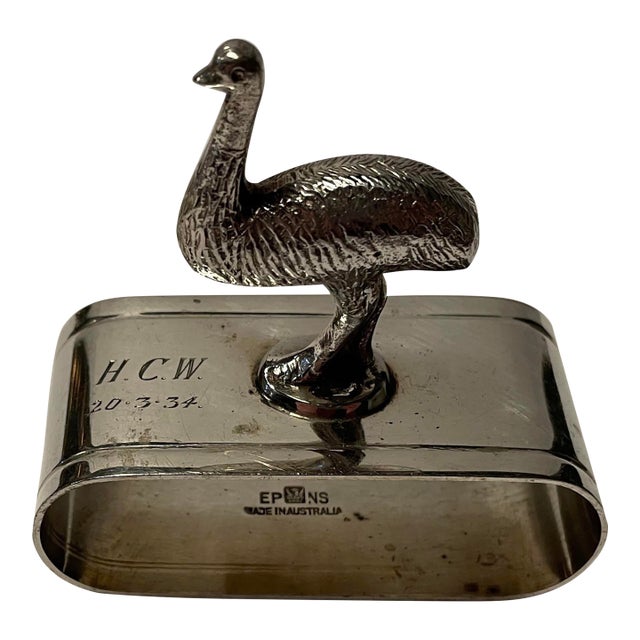1934 Ostrich Silverplate Napkin Ring For Sale