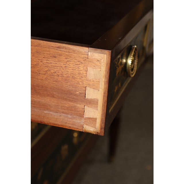 1940s Signed Maison Jansen Brass Mounted Chinoiserie Marble Top Louis XVI Commode For Sale - Image 14 of 14