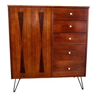 Stanley Mid-Century Modern Walnut Gentleman's Wardrobe For Sale