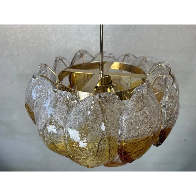 Gold Vintage Murano Frozen Leaves Chandelier in Bicolor For Sale - Image 8 of 13