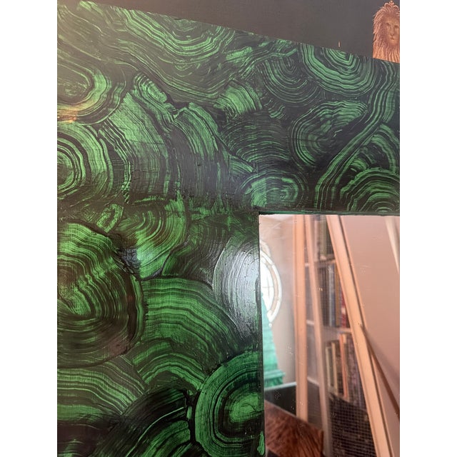 Modern Irwin and Lane Faux Malachite Green Wall or Hall Mirror For Sale - Image 3 of 7