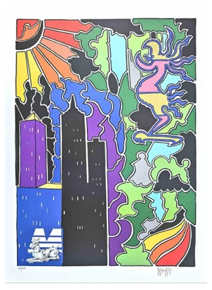 Antonio Cremonese, Abstract Urban Landscape, Lithograph, 1980s