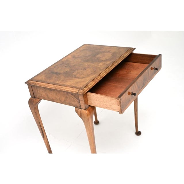 Vintage Burr Walnut Side Table, 1920 For Sale - Image 10 of 11