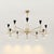 Elegant vintage chandelier featuring ten entirely brass axes with ten small perforated double-cone lampshades in burnished...