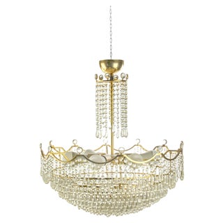 Vintage Crystal Drops Chandelier, Italy, 1970s For Sale