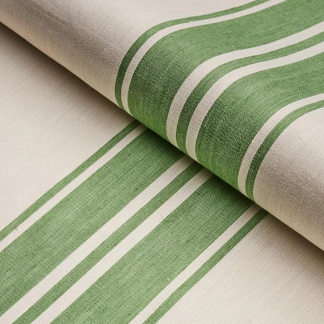 Contemporary Schumacher x Mark D. Sikes Brentwood Stripe Fabric in Leaf Green For Sale - Image 3 of 4