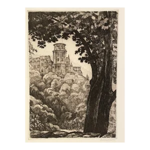 1920 Istvan Zador European Castle Landscape