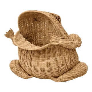 Rattan Frog Magazine Rack by Mario Lopez Torres For Sale