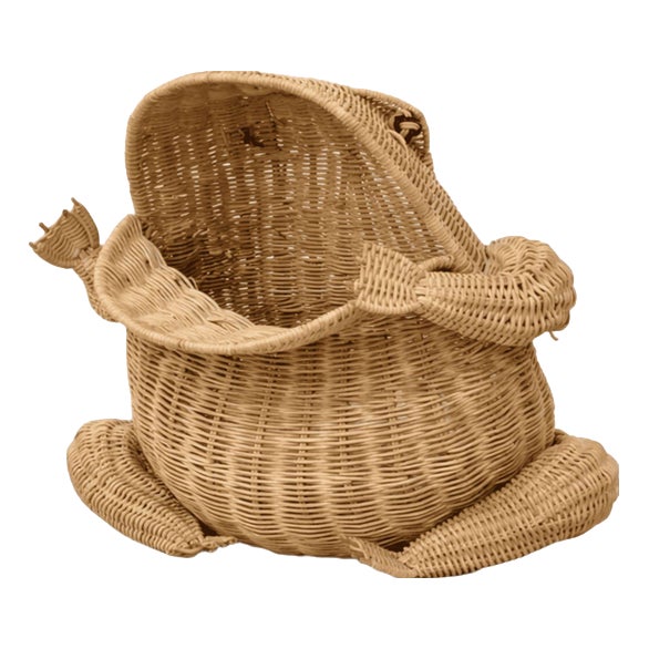 Rattan Frog Magazine Rack by Mario Lopez Torres For Sale