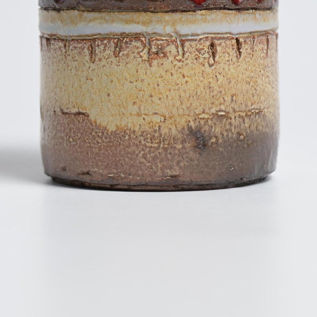 Beige Cylindrical Vase from Perignem, 1960s For Sale - Image 8 of 15