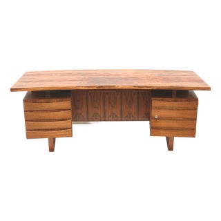 Large Rosewood Boomerang Desk, 1960s For Sale