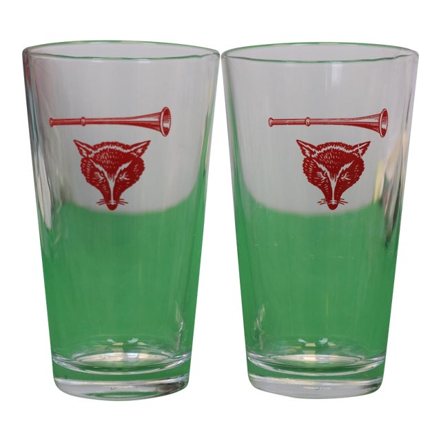 Pair X Myopia Hunt Club Highball Beer Glasses For Sale