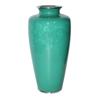 Signed Ando Jubei Japanese Cloisonne Vase Large For Sale