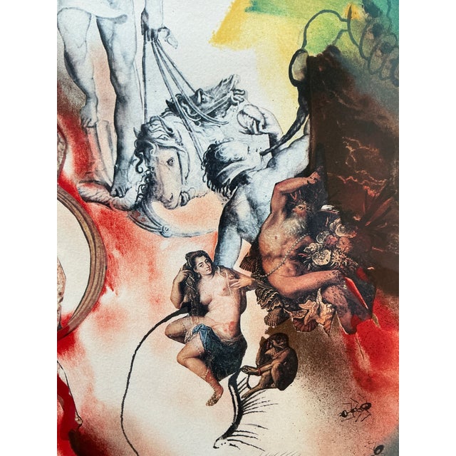 Blue 1970s Salvador Dalí 'Romantic' Signed Lithograph Numbered 89/1000 Framed Four Dreams For Sale - Image 8 of 9
