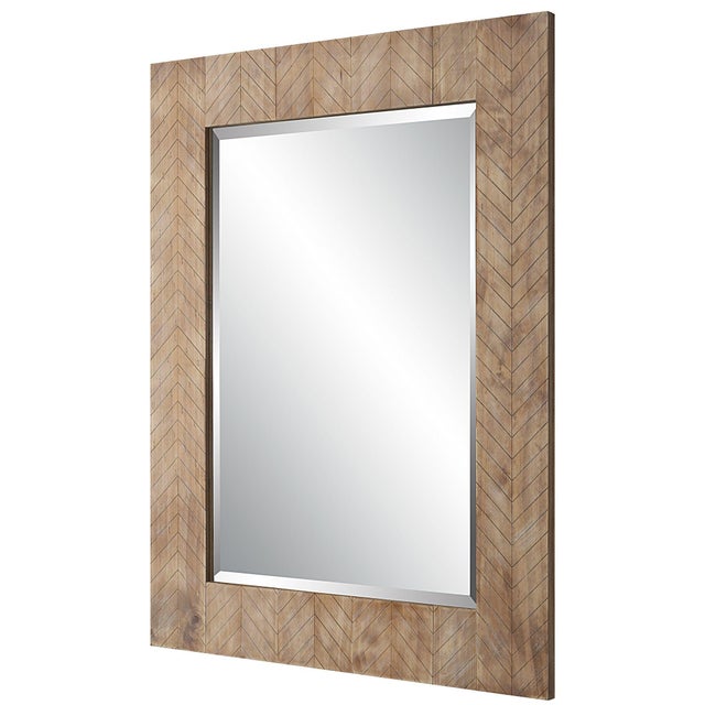 Herringbone Driftwood Rectangular Mirror For Sale In Chicago - Image 6 of 6