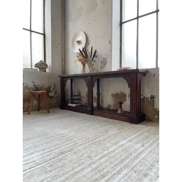 Oak Console Table with White Marble Top, 1970 For Sale - Image 3 of 18