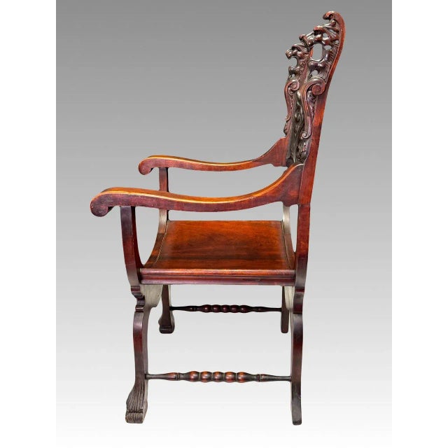 19th Century Walnut Savonarola North Wind Chair by Stomps-Burchardt Furniture Makers, Dayton, Ohio For Sale - Image 4 of 12