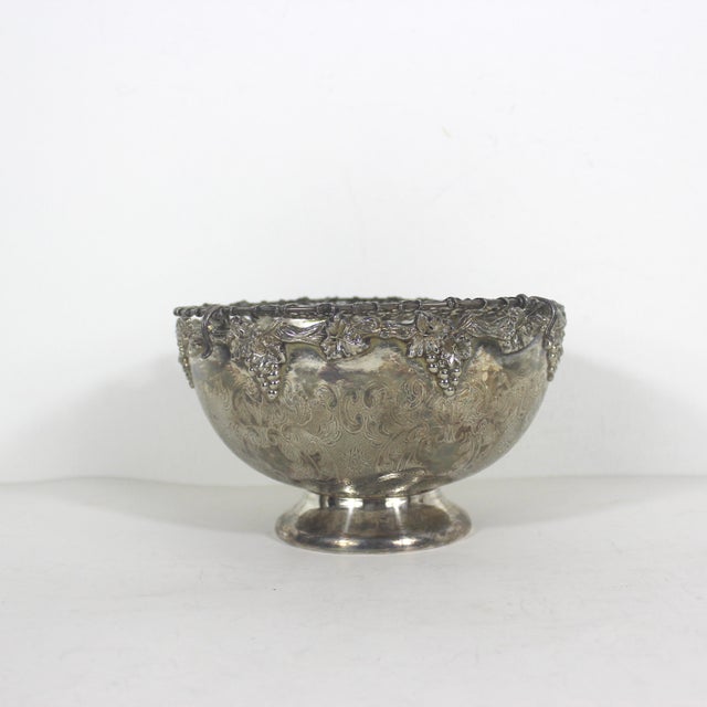 Vintage embossed silverplated pedestal rose bowl or pansy bowl with removable silverplated double layer wire frog top. It...