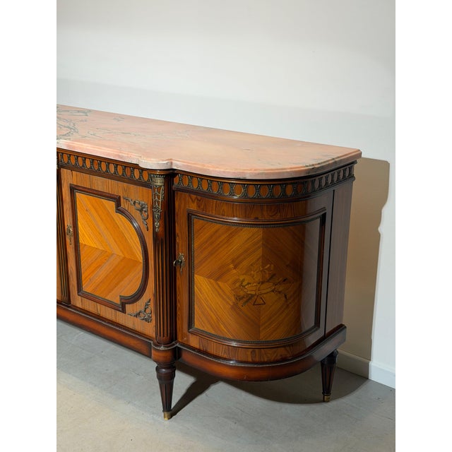 Louis XVI Sideboard with Pink Marble Top by JP Ehalt For Sale - Image 3 of 9