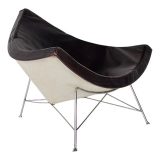 Coconut Armchair in Black Leather by George Nelson for Herman Miller, 1960s For Sale