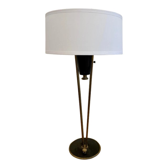 1950’s Vintage Atomic Brass and Black Lamp For Sale