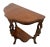 Figurative Vintage Demilune Console Half Moon Table, Walnut Top, Bottom Shelf, Carved Swan For Sale - Image 3 of 12