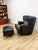 Late 20th Century Calia Salotti Italian Black Leather Chair and Ottoman Set Made in Italy For Sale In Tampa - Image 6 of 12